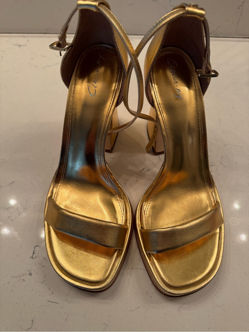 Circus by Sam Edelman Metallic Gold Block Heel Sandals